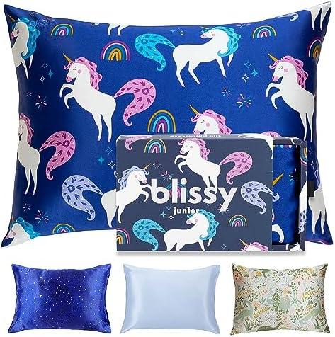 Blissy Toddler Silk Pillowcase - 100% Pure Mulberry Silk - 22 Momme 6A High-Grade Fibers - Soft and Gentle Silk Pillowcase for Kids Hair and Skin (Standard 20 x 26 in, Unicorn)
