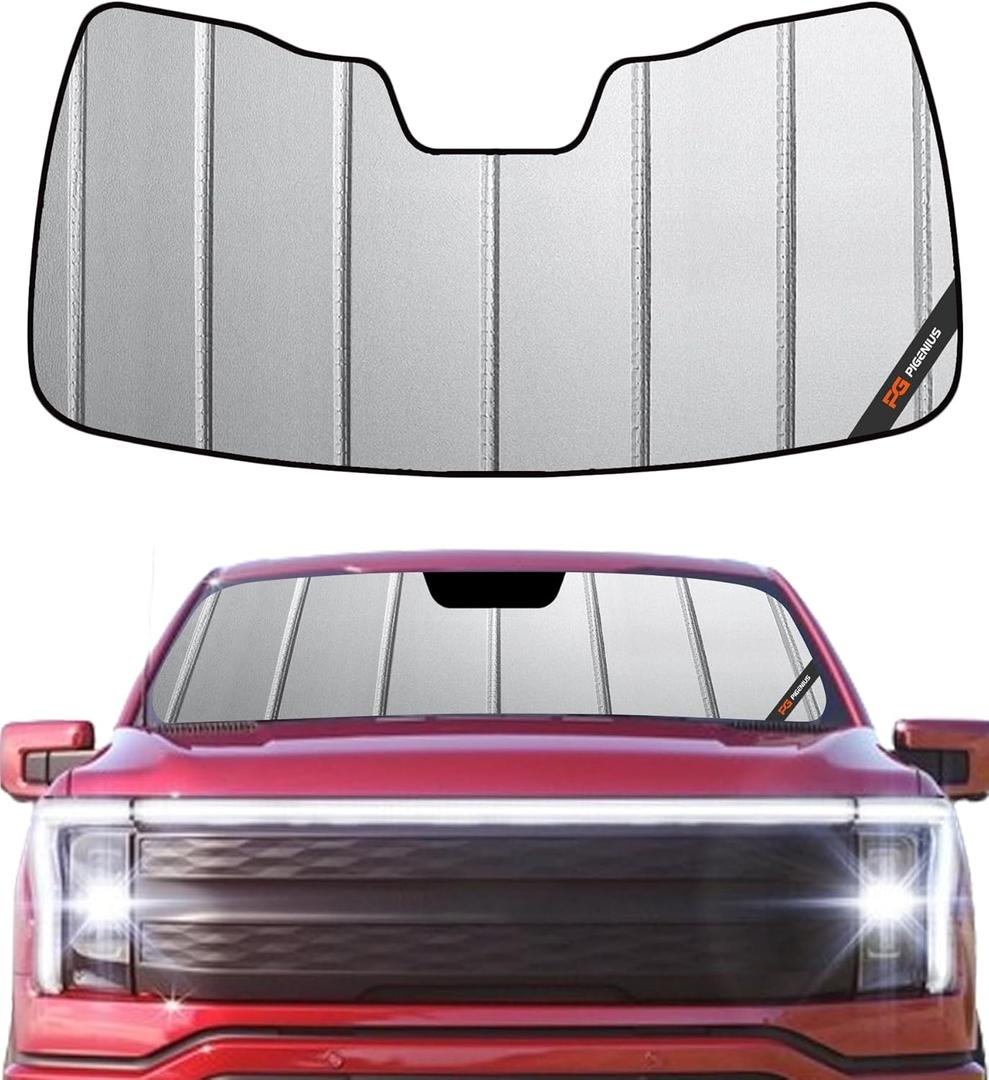 Pigenius Windshield Sunshade for Ford F-150 Lightning 2022-2026 Custom Front Window Shade - Safeguard (Gray)