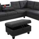 L Shaped Couch, Modular Sectional Sofa with Chaise, Modern Modular Sofas Furniture Sofa Couches for Living Room/Apartment/Office/Bedroom, Black Grey