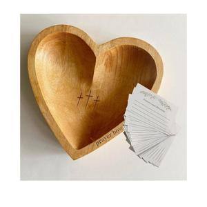 Prayer Bowl with Cards, Heart Prayer Bowl Wooden, Christian Gifts for Women Men, Wood Prayer Dough Bowl, Heart Shaped Decor Bowl, Mothers Day Gifts, Birthday, Retirement, Religious Gift for Mom Dad