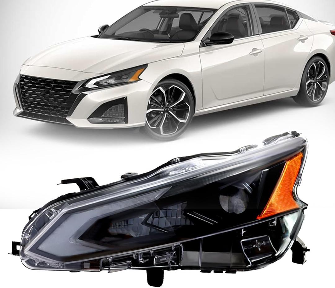 Left Headlight Assembly w/DRL Compatible with Altima SV/S/SR/SL/Platinum 2023-2024 Projector Headlamp Driver Side Black Housing Clear Lens 260609HF0C