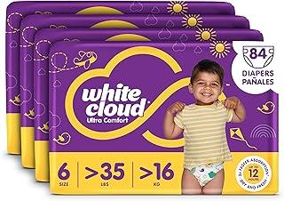 White Cloud Ultra Comfort Diapers, Size 6, 35+lbs, 4 Packs of 21 = 84 Diapers