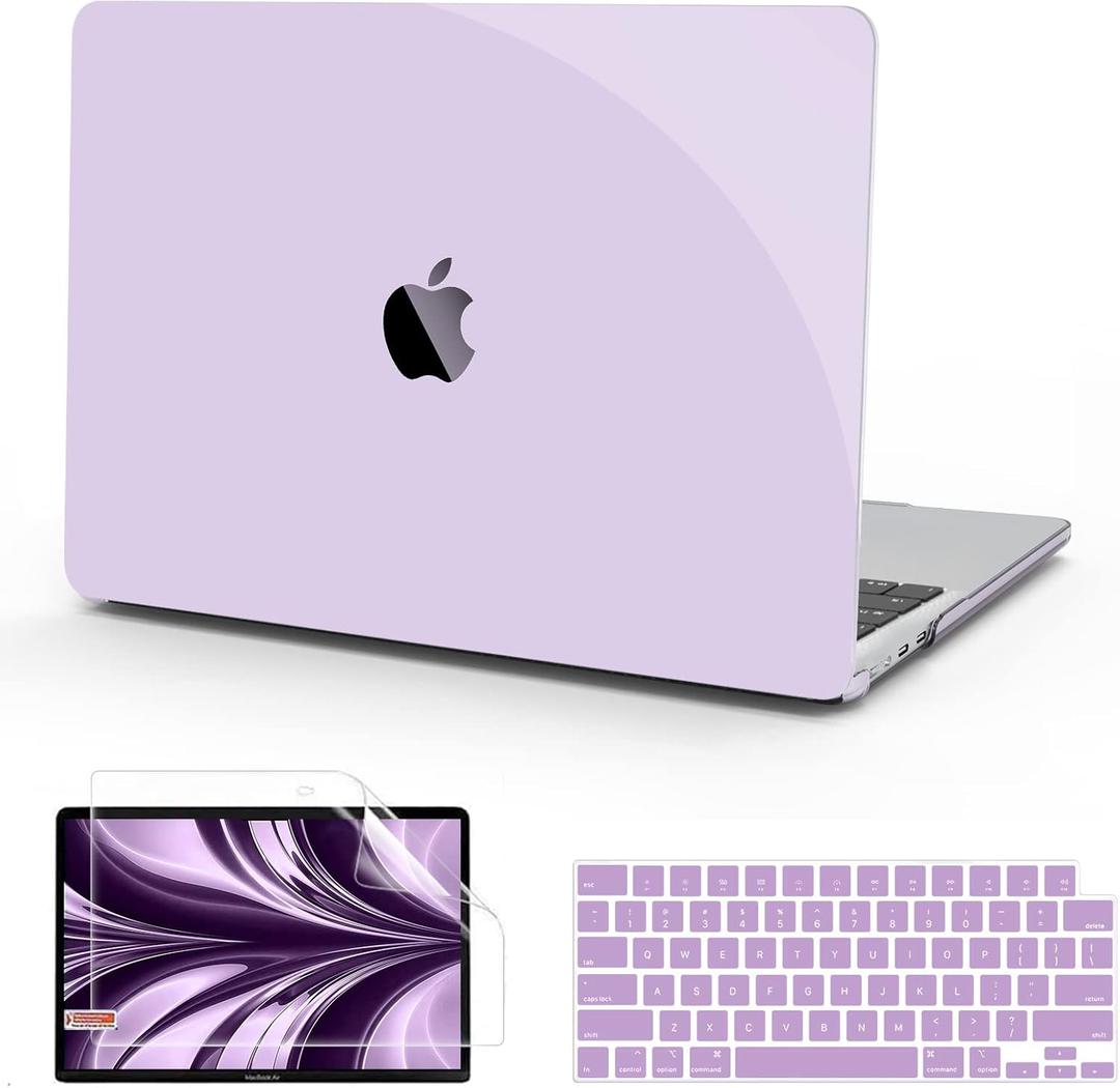 B BELK Compatible with MacBook Air 13.6 inch Case 2025 2024 2023 2022 Release M4 M3 M2 A3240 A3113 A2681 Liquid Retina Display, Plastic Laptop Hard Shell Case+Keyboard Cover+Screen Protector, Purple
