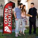 Open House Flag for Real Estate 8 ft, Outdoor Feather Flag Pole Kit with Ground Stake & Carry Bag, Single-Sided Real Estate Agent Open House Banner, Open House Signs for Realtors
