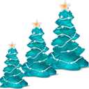 3 Pcs Christmas Trees Decoration Ocean Beach Resin Christmas Trees Crystal Blue Christmas Tree Tabletop Miniature Christmas Tree Figurine for Xmas Party Desktop Decor Gift Ornaments