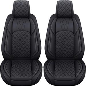 YIERTAI Car Seat Covers Compatible with Chevy Chevrolet Silverado GMC Sierra Custom fit for 2007-2026 1500 2500 3500 HD Crew Cab Trail Boss Pickup with Waterproof Leather, 2PCS Front, Black