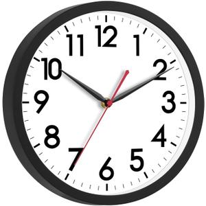 AKCISOT Atomic 12 Inch Wall Clock Analog Clocks for Indoor Kitchen, Battery Operated Clock for Bedroom Office Classroom Living Room(Black)