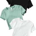 Floerns Girls' Casual T-Shirt (Black)