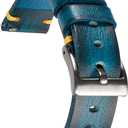 Retro Handmade Watch Band, Quick Release Vintage Leather Watch Strap Replacement,Choice of Width-18mm 20mm 22mm 24mm or 26mm (Blue)