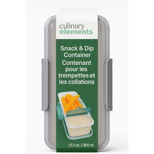 Culinary Elements Snack & Dip Container – 12.2 oz / 360 ml – Portable Food Storage with Separate Compartments for Snacks & Dips