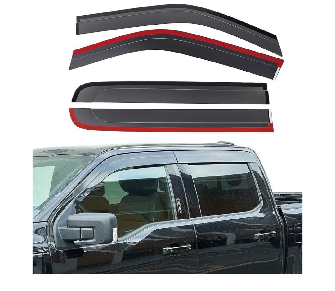 JOYTUTUS Vent Visor Compatible with 2015-2024 Ford F150, 2017-2024 F-150 Raptor Crew Cab, Outside Mount Car Window Rain Guards Deflectors, Vent Shades Accessories