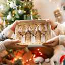 Jetec 3 Pcs 3 Inches Wooden Christmas Deer Ornaments Deer Bust Head Hunter Antler Rack 8 Point Buck, Hunting Christmas Tree Hanging Decorations, Hand-Carved Xmas Hunter Gift Xmas Deers Head Ornaments