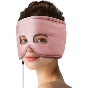 Silk Sinus Pressure Relief Mask, USB Corded Warm Compress for Sinusitis, Tension Headache & Migraine Treatment with 3 Temp Settings & 30-Min Auto Off Pink
