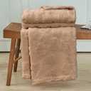 FY FIBER HOUSE Flower Bed Blanket Ultra Soft Blanket Fuzzy Queen Blanket for Bed Couch Sofa, 90"x90", Khaki