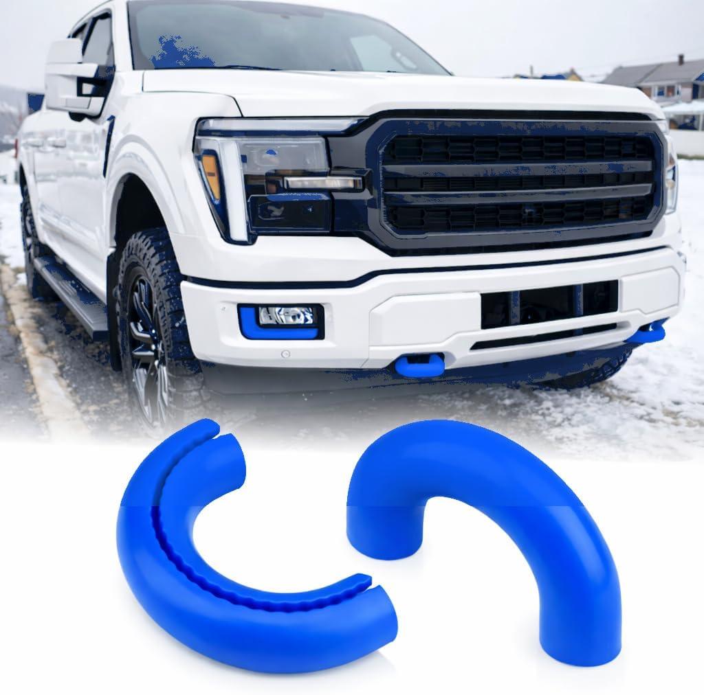 Tow Hook Covers Compatible with 2004-2026 F150 Accessories Bronco Base/Big Bend/Outer Banks - Fit for 2017-2021 Tundra Accessories-Upgrade Design, Silicon Rubber (Blue)