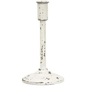 Antique Farmhouse Style Taper Candle Holder | 9 inch | Antique White Metal Distressed