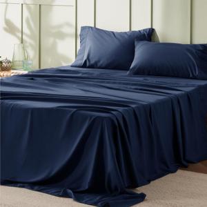 Bedsure Full Size Bed Sheets - 4 Pieces Soft Full Sheet Set - Breathable & Cooling - Hotel Luxury - Easy Care Polyester Microfiber Bedding for Women, Men, Navy