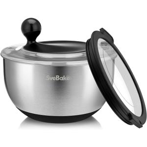 Stainless Steel Salad Spinner with Storage Lid, 5.3 Qt, BPA-Free, 4-in-1 Multi-Functional Lettuce Spinner, Fruit & Vegetable Washer, Easy Clean, Stop Button, Non-Slip Base