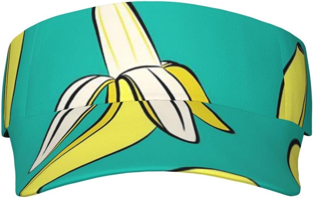 Potato Sport Sun Visor Hat Adjustable Summer Outdoor Travel Beach Ball Cap Empty Top Baseball Cap for Men Women (One Size, Bananas on Green)