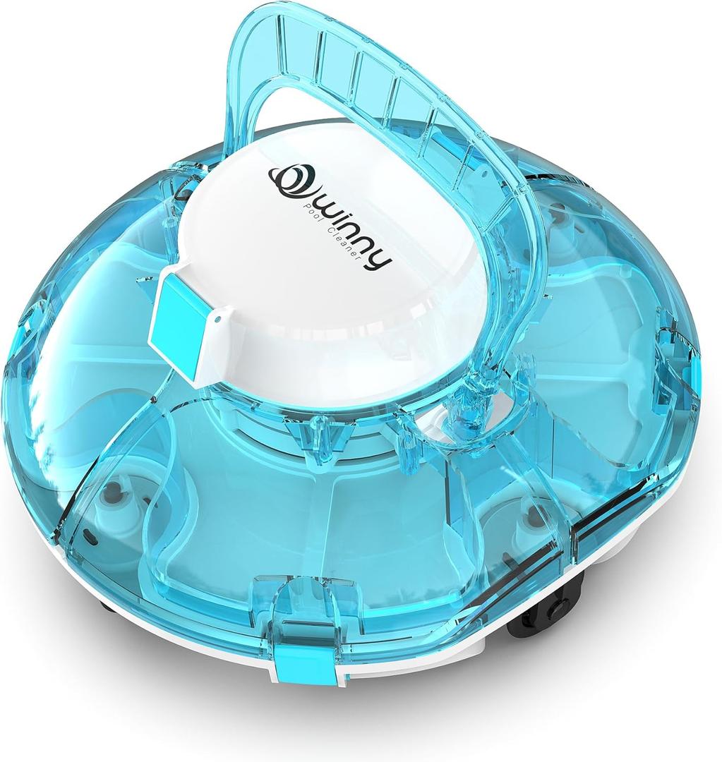 (2025 Upgrade) Cordless Robotic Pool Cleaner, Lasts 80 Min, Automatic Vacuum for Above-Ground Pools up to 645 Sq.ft, Portable, Self-Parking (Transparent Blue)