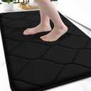 Smiry Memory Foam Bath Mat 30''x20'', Ultra Soft Non-Slip Bathroom Rug, Plush Water Absorbent Quick Dry and Machine Washable Floor Mat for Shower, Tub & Home Decor, Black