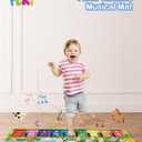 FOKI Floor Piano Mat for Toddlers, Sensory Educational Dancing Musical Keyboard Carpet Toy, Animal Sounds Touch Playmat Blanket, for 1 to 5 Years Old Boy and Girl, 39*14 Inch