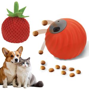 Interactive Dog Ball, USB Rechargeable Automatic Moving Dog Toy with Treat Dispenser, 2.87-Inch Washable TPU Puzzle Ball for Small & Medium Dogs, Exercise & Mental Stimulation (Orange)