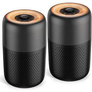 2 Pack YARIKI Air Purifiers for Bedroom Home with Aromatherapy Function,Small Air Purifier with Nightlight Speed Control,24dB Low Noise for Better Sleep,For Pet Room Dorm Kitchen,P60 (Black)