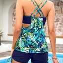 Yonique Two Piece Tankini Swimsuits for Women with Shorts Tummy Control Bathing Suits Athletic Swimwear Size XL