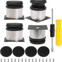 BQLZR Furniture Cabinet Metal Legs Adjustable Stainless Steel Kitchen Feet Round Black and Silver 50 x 50mm Pack of 4