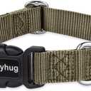 Hyhug Medium Dog Collar, Green:Heavy-Duty Quick-Release Nylon Buckle, Adjustable & Durable, Cute Dog Collar (Medium, Military Green)