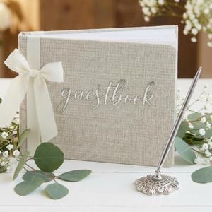 Tinlade Wedding Guest Book with Pen 7 x 9 Inches GuestBook Wedding Reception Elegant Sign in Book for Bridal Shower Baby Shower Anniversary Reception