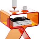 Acrylic Nightstand Side Table Modern Design Clear Home Decor Display End Table for Living Room (Orange)