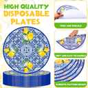 100 Pack Lemon Paper Placemats 13.8 Inch Capri Lemon Party Decorations Disposable Blue Tiles Lemonade Table Mats for Amalfi Coast Party Supplies Italian Wedding Kitchen Dinner Table Decor