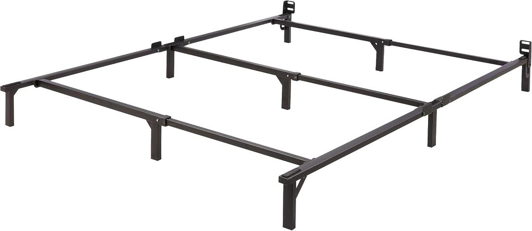 Amazon Basics Metal Bed Frame, 9-Leg Support Base for Box Spring and Mattress, Queen Size, Tool-Free Easy Assembly, 79.5" L x 59.5" W x 7" H, Black