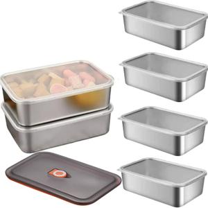 6Pcs Stainless Steel Food Storage Containers with Lids, Outdoor lunch box Stainless Steel Bowl with Airtight Lids for Picnic Travel, Reusable & Stackable