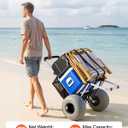 VEVOR Beach Dolly with Big Wheels for Sand, 20" x 15" Cargo Deck, Folding Sand Cart with 12" Balloon Wheels, 165 lbs Loading Capacity & 34" to 46" Adjustable Height, Heavy Duty Cart for Beach Camping