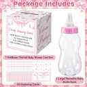 Glenmal 52 Pcs Baby Shower Games Gift Sets Large Baby Bottle for Shower Game Guess How Many Candies Decorations for Gender Reveal (Pink Bow)