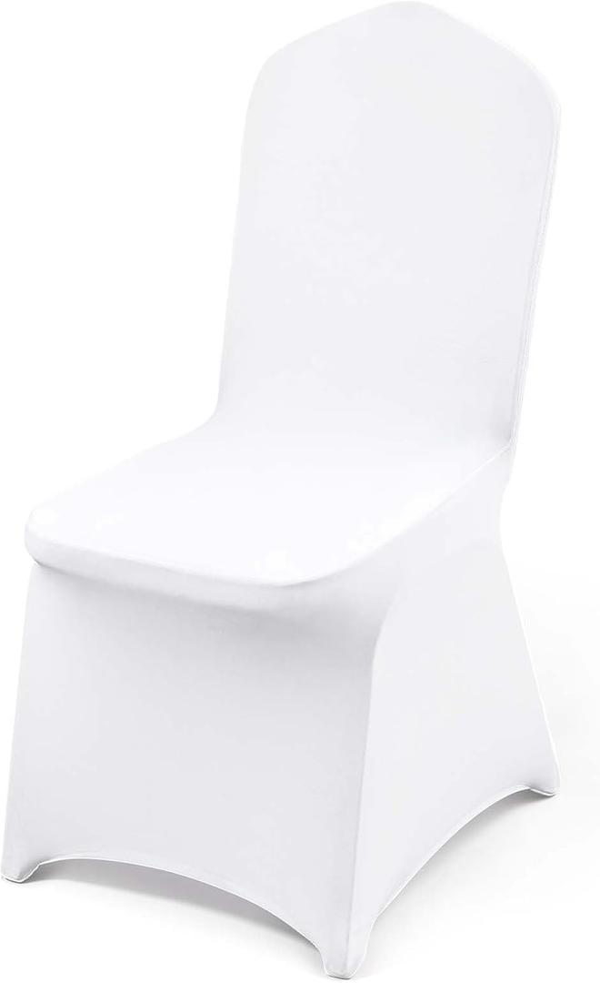 VEVOR 50 Pcs White Chair Covers Polyester Spandex Chair Cover Stretch Slipcovers for Wedding Party Dining Banquet Flat-Front Chair Covers