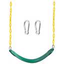 TURFEE Heavy Duty Swing Seat Green Color with 66” Chain, Swing Set Accessories Replacement with Snap Hooks for Kids Outdoor Play Playground