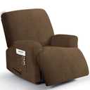 Jcones Oversized 3 Pieces Stretch Recliner Chair Covers - Plush Fabric Slipcovers & Durable Furniture Protectors with Elastic Bottom for Kids and Pets (1 XL Seater, Chocolate)