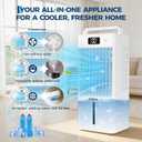 Garvee Evaporative Air Cooler, 10L (2.6Gal) Portable Cooler Fan with TOUCH SCREEN & Remote Control, 3 Speeds & 3 Modes, LED Display, Ice Packs & Casters Included, for Bedroom, Office, Home