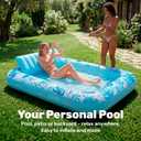 SLOOSH Inflatable Tanning Pool Lounger Float, 85" x 57" Extra Large Pool Floats Adult with Pillow, 4 in 1 Suntan Tub Raft Floatie,Sunbathing Bed Lounge for Water Blow Up Ball Pit Party Gifts, XL-Blue