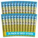 Lorissa's Kitchen Smoke Show Seasoned & Smoked Beef Sticks - (Pack of 24) 1 oz Meat Sticks - Ready to Eat Protein Snacks - Free from Top 9 Allergens - Made with Grass-Fed & Finished Beef - Zero Sugar (EXP 11/06/26)