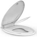 Built-In Toddler Toilet Seat, 19" Elongated White Potty Training Seat with No-Wiggle Design, Easy Install and Detachable for Both Child and Adult Use