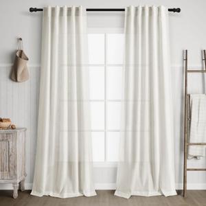 38 inch Wide Cream Linen Curtains for Living Room 2 Panels Back Tab Rod Pocket Narrow Window Curtain 84 inches Long Boho Farmhouse Decor Birch Ivory Light Filtering Semi Sheer Curtains 38x84
