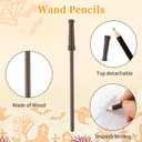 36Pcs Wizard Theme Party Favors - Wand Pencils Wizard Glasses with No Lenses Lightning Bolt Scar Temporary Tattoo for Teen Kid Student Magic Birthday Party Favors Halloween Decor School Rewards Black