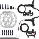 ZOOM Ebike Hydraulic Disc Brake Set: H876E 4-Pistons Power-Off Electric Bike Brake Kit with 2-PIN Sensor Included 160mm/180mm Rotors and Mounting Adapter