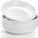Fasmov Melamine Pasta Bowls, 6 Pack 8 inches 20 Oz Large Salad Serving Bowls, Shallow Salad Bowls, Plastic Dinner Deep Plates, Dishwasher Safe, White