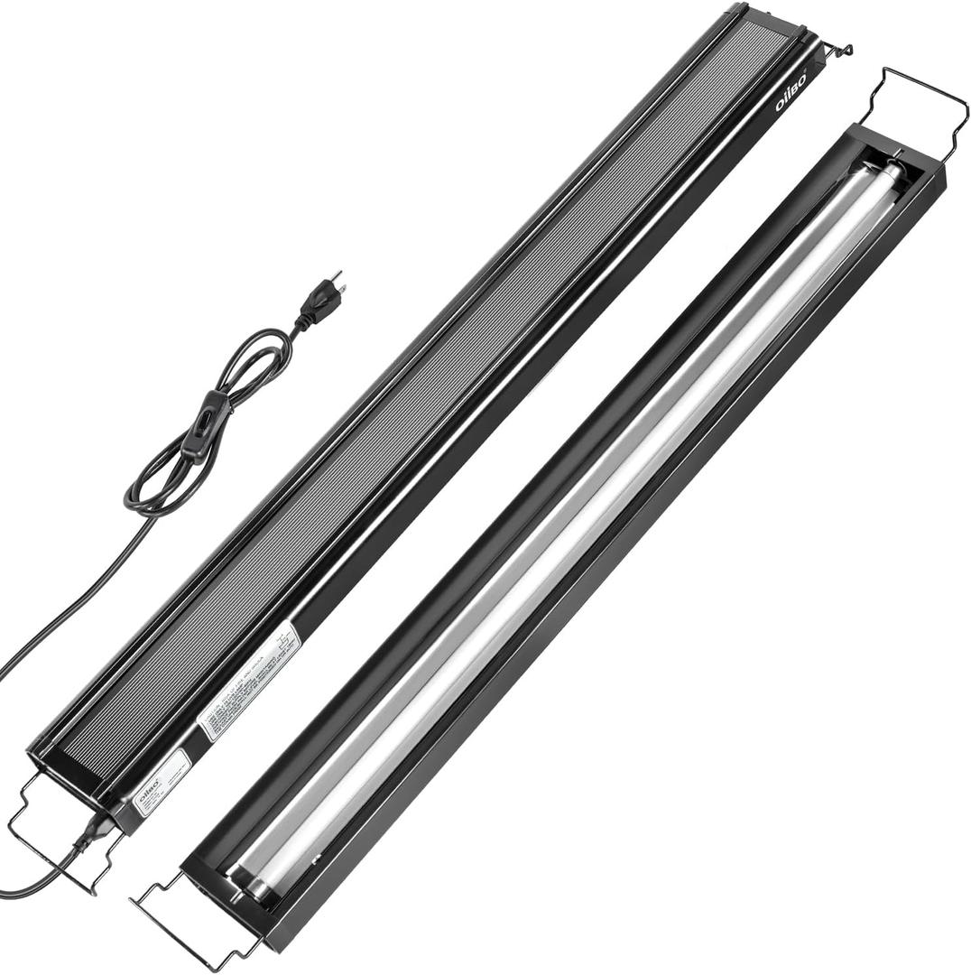 Oiibo T5 HO Reptile Light Fixture UVB Lighting Combo Kit, Terrarium Lamp Hood Light with UVB 10.0 for Bearded Dragon, Gecko, Lizard (39W)